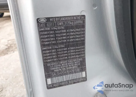 2011 Land Rover Range Rover Sport Supercharged from USA, damaged, VIN SALSH2E42BA291566